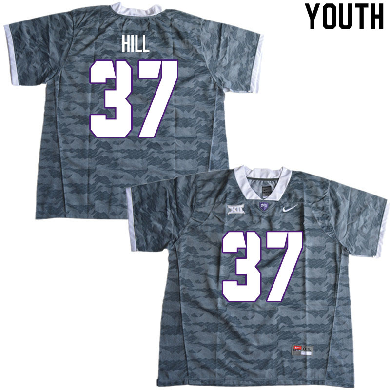 Youth #37 Brice Hill TCU Horned Frogs College Football Jerseys Sale-Gray